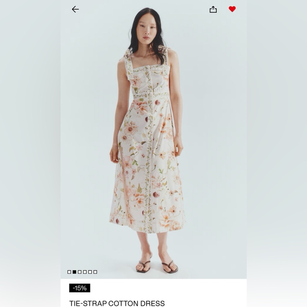 H&M Floral Tie-Strap Cotton Dress